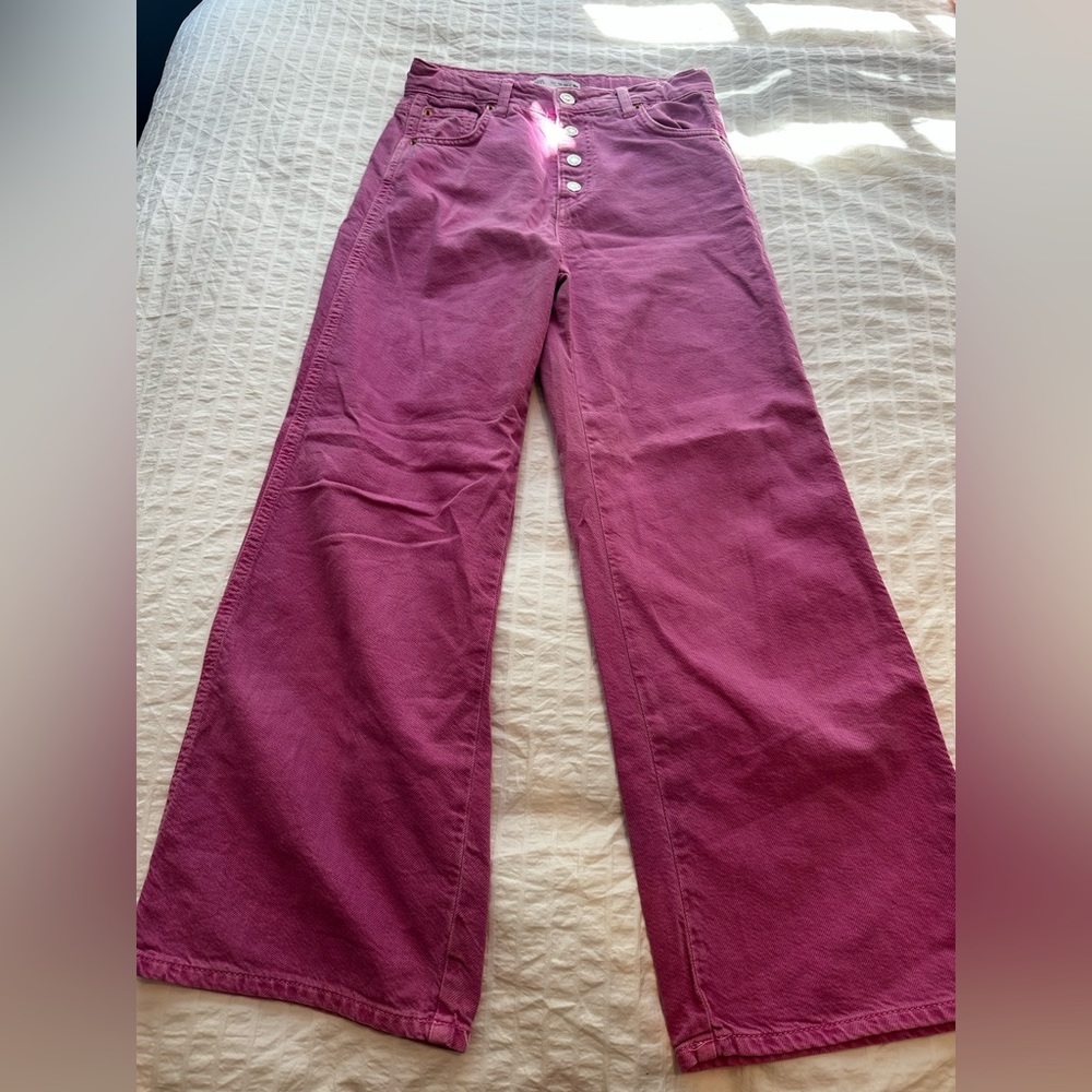 Pink kids Zara wide leg jeans